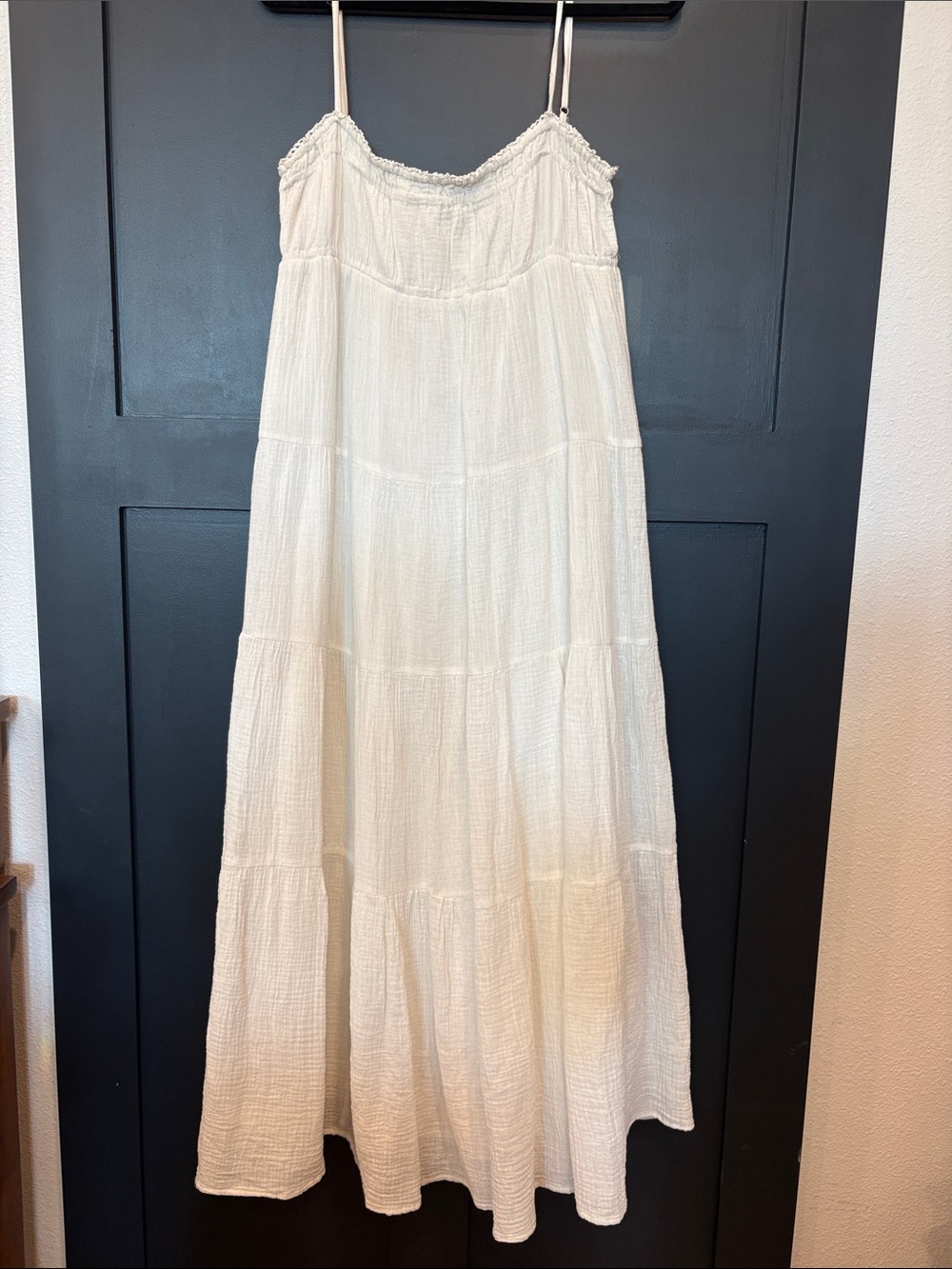 726. Zara Cream Spaghetti-Strap Tiered Maxi Dress